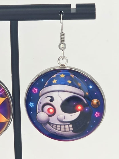 Five Nights at Freddy's: Security Breach Inspired Sun & Moon Dangle Earrings
