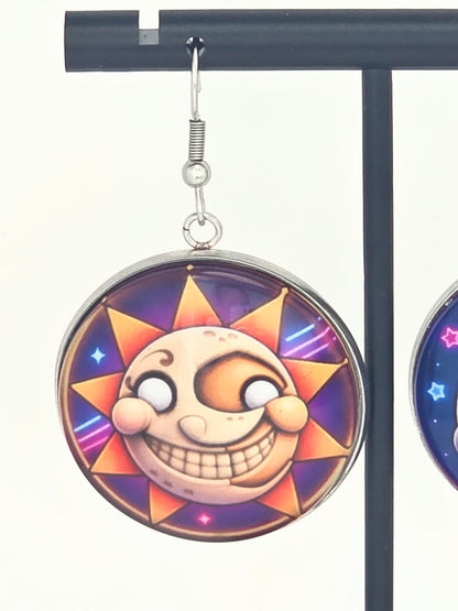 Five Nights at Freddy's: Security Breach Inspired Sun & Moon Dangle Earrings