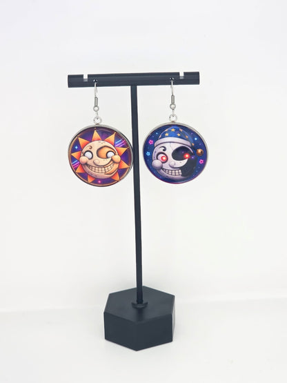 Five Nights at Freddy's: Security Breach Inspired Sun & Moon Dangle Earrings