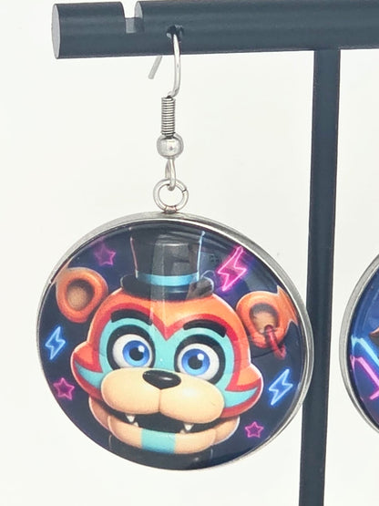 Five Nights at Freddy's: Security Breach Inspired Gregory & Glamrock Freddy Dangle Earrings