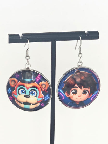 Five Nights at Freddy's: Security Breach Inspired Gregory & Glamrock Freddy Dangle Earrings