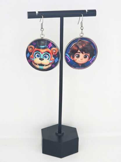 Five Nights at Freddy's: Security Breach Inspired Gregory & Glamrock Freddy Dangle Earrings