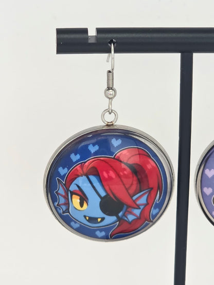 Undertale Inspired Alphys & Undyne Dangle Earrings