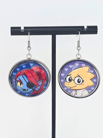 Undertale Inspired Alphys & Undyne Dangle Earrings