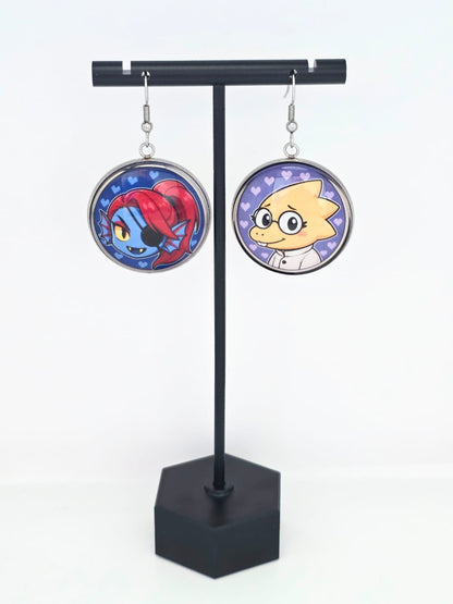Undertale Inspired Alphys & Undyne Dangle Earrings