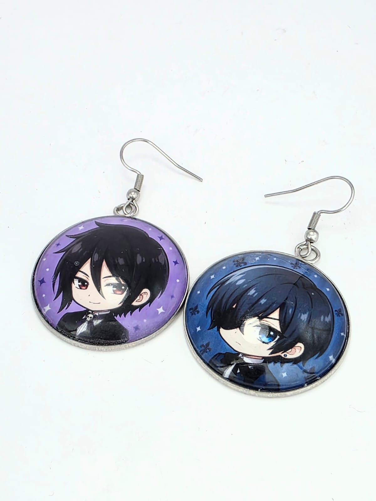 Black Butler (Kuroshitsuji) Inspired Ciel & Sebastian Dangle Fish Hook Earrings