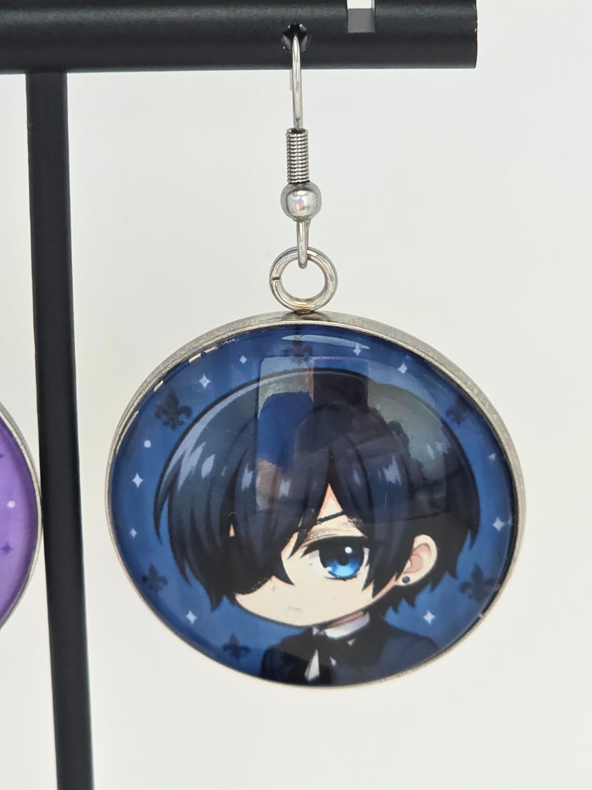 Black Butler (Kuroshitsuji) Inspired Ciel & Sebastian Dangle Fish Hook Earrings