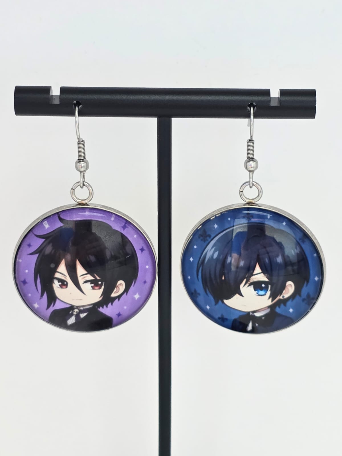 Black Butler (Kuroshitsuji) Inspired Ciel & Sebastian Dangle Fish Hook Earrings