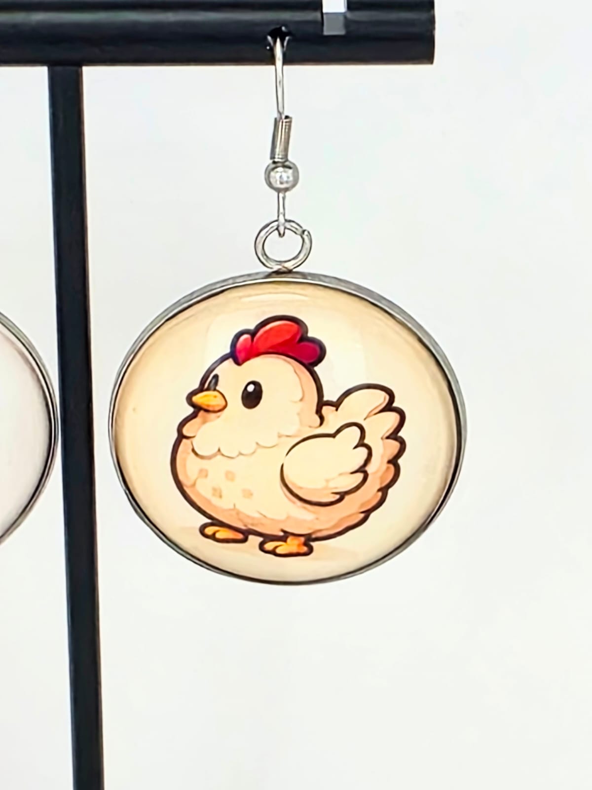 Stardew Valley Inspired Blue & White Chicken Dangle Fish Hook Earrings