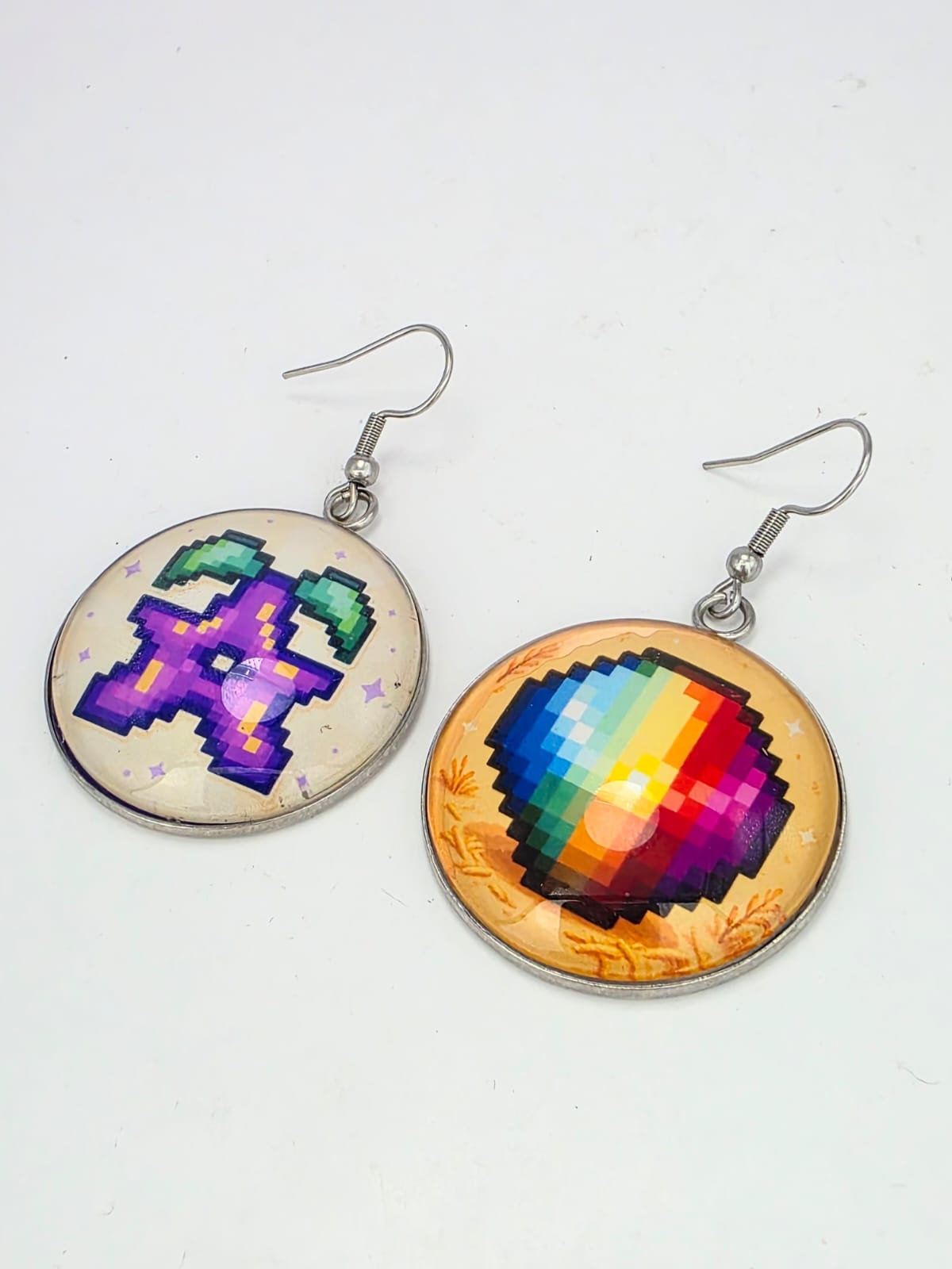 Stardew Valley Inspired Stardrop & Prismatic Shard Dangle Fish Hook Earrings