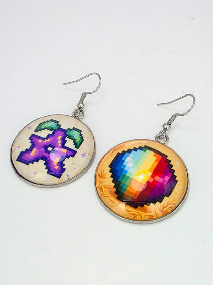 Stardew Valley Inspired Stardrop & Prismatic Shard Dangle Fish Hook Earrings