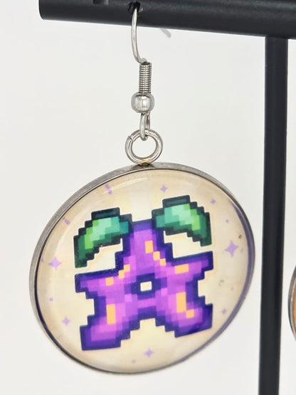 Stardew Valley Inspired Stardrop & Prismatic Shard Dangle Fish Hook Earrings