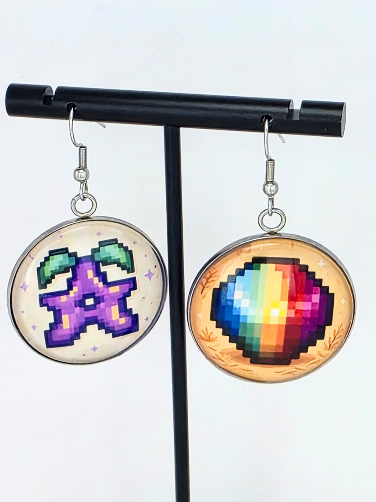 Stardew Valley Inspired Stardrop & Prismatic Shard Dangle Fish Hook Earrings
