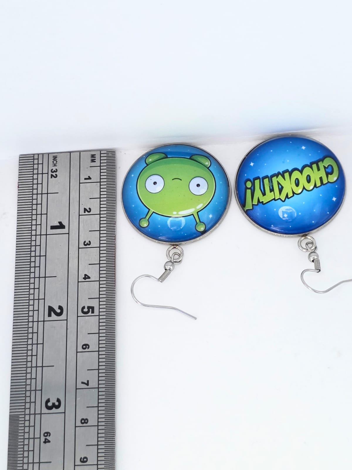 Final Space Inspired Mooncake & Chookity Dangle Stainless Steel Earrings