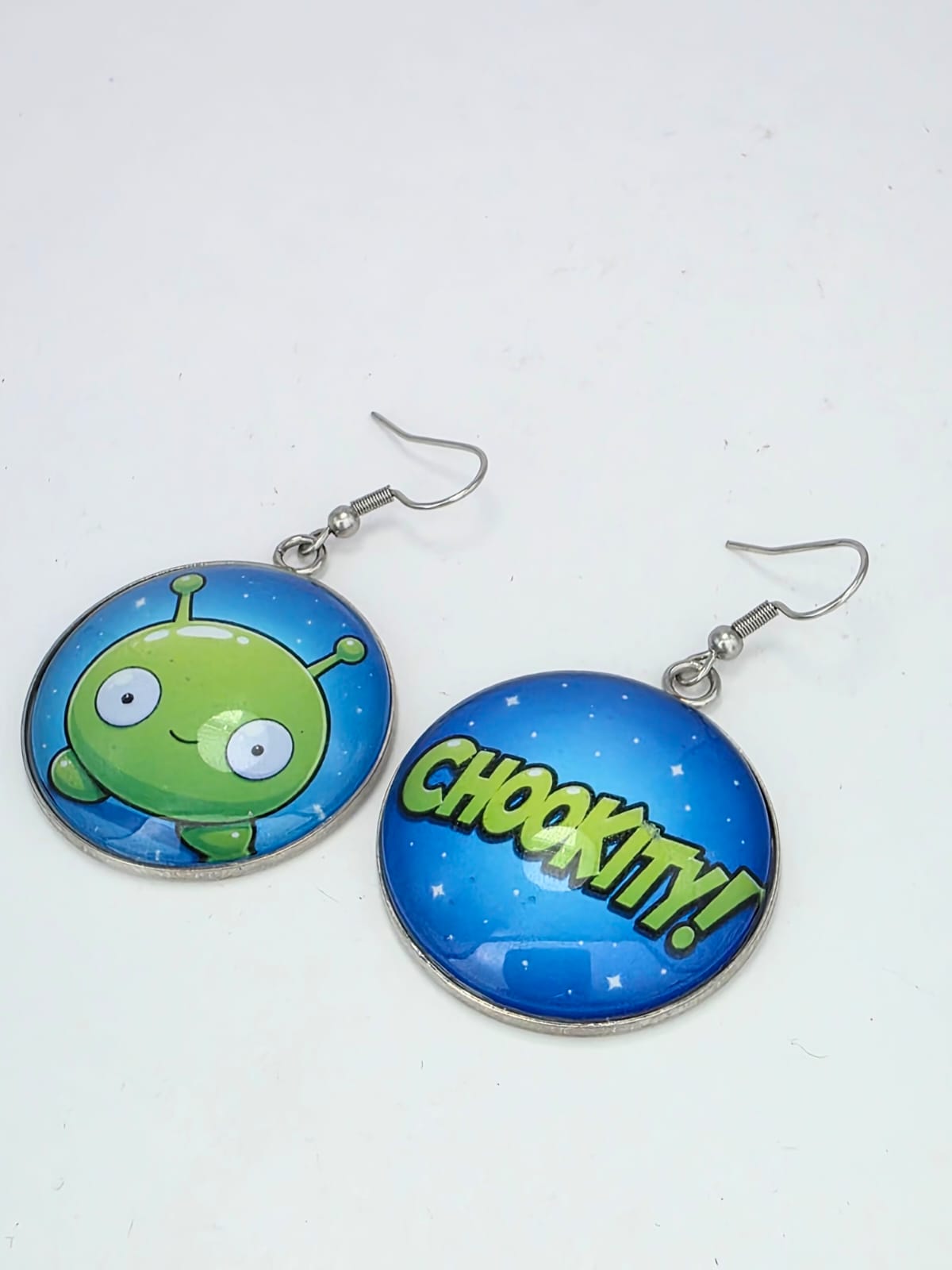 Final Space Inspired Mooncake & Chookity Dangle Stainless Steel Earrings