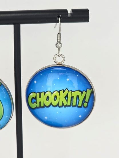 Final Space Inspired Mooncake & Chookity Dangle Stainless Steel Earrings