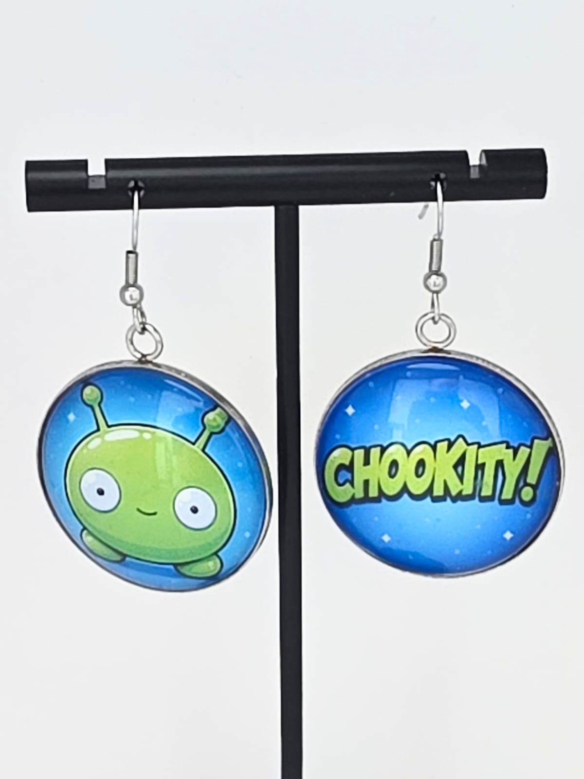 Final Space Inspired Mooncake & Chookity Dangle Stainless Steel Earrings