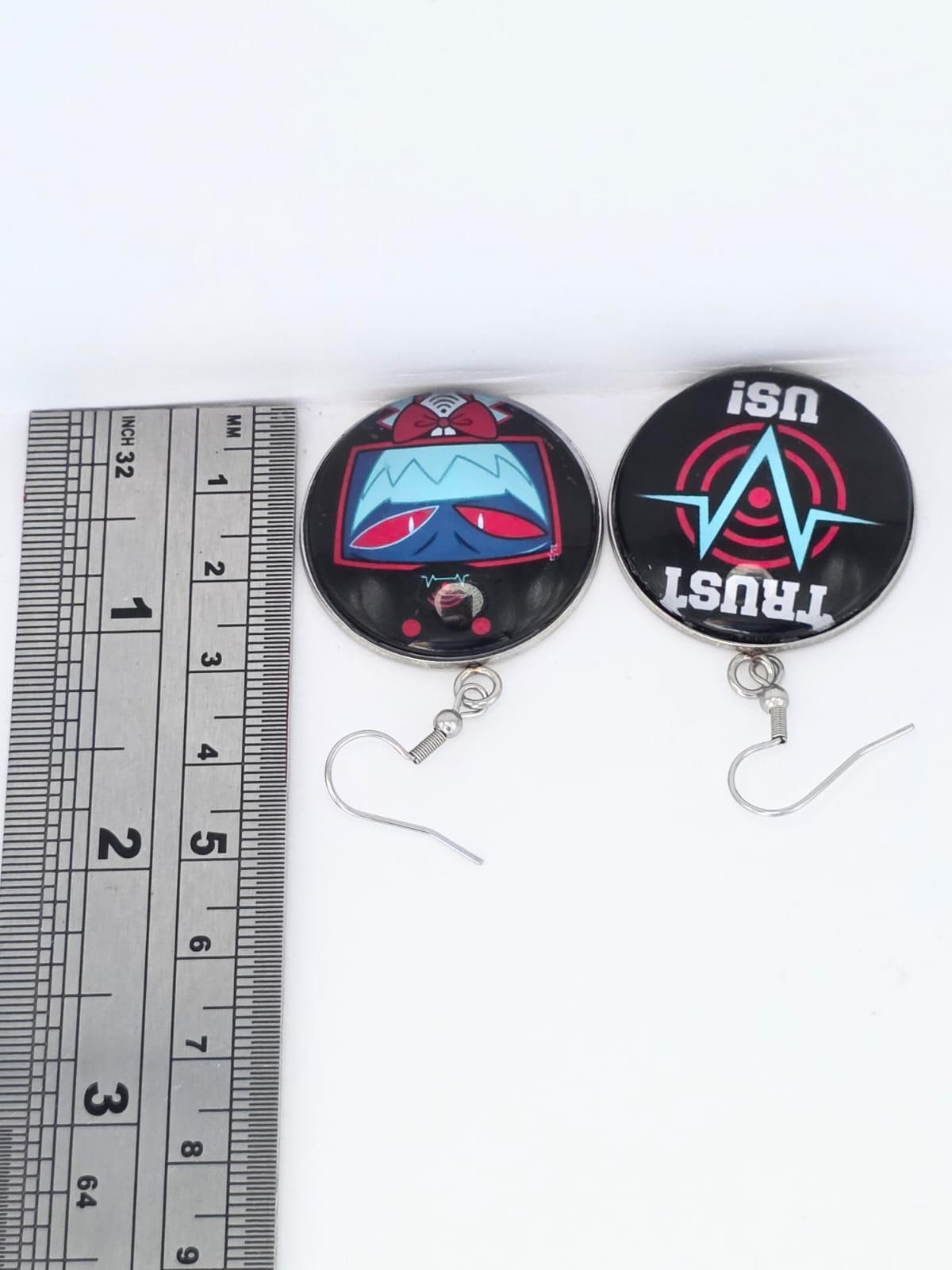 Hazbin Hotel Inspired Vox & Trust Us Dangle Stainless Steel Fish Hook Earrings