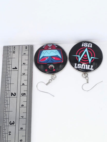 Hazbin Hotel Inspired Vox & Trust Us Dangle Stainless Steel Fish Hook Earrings