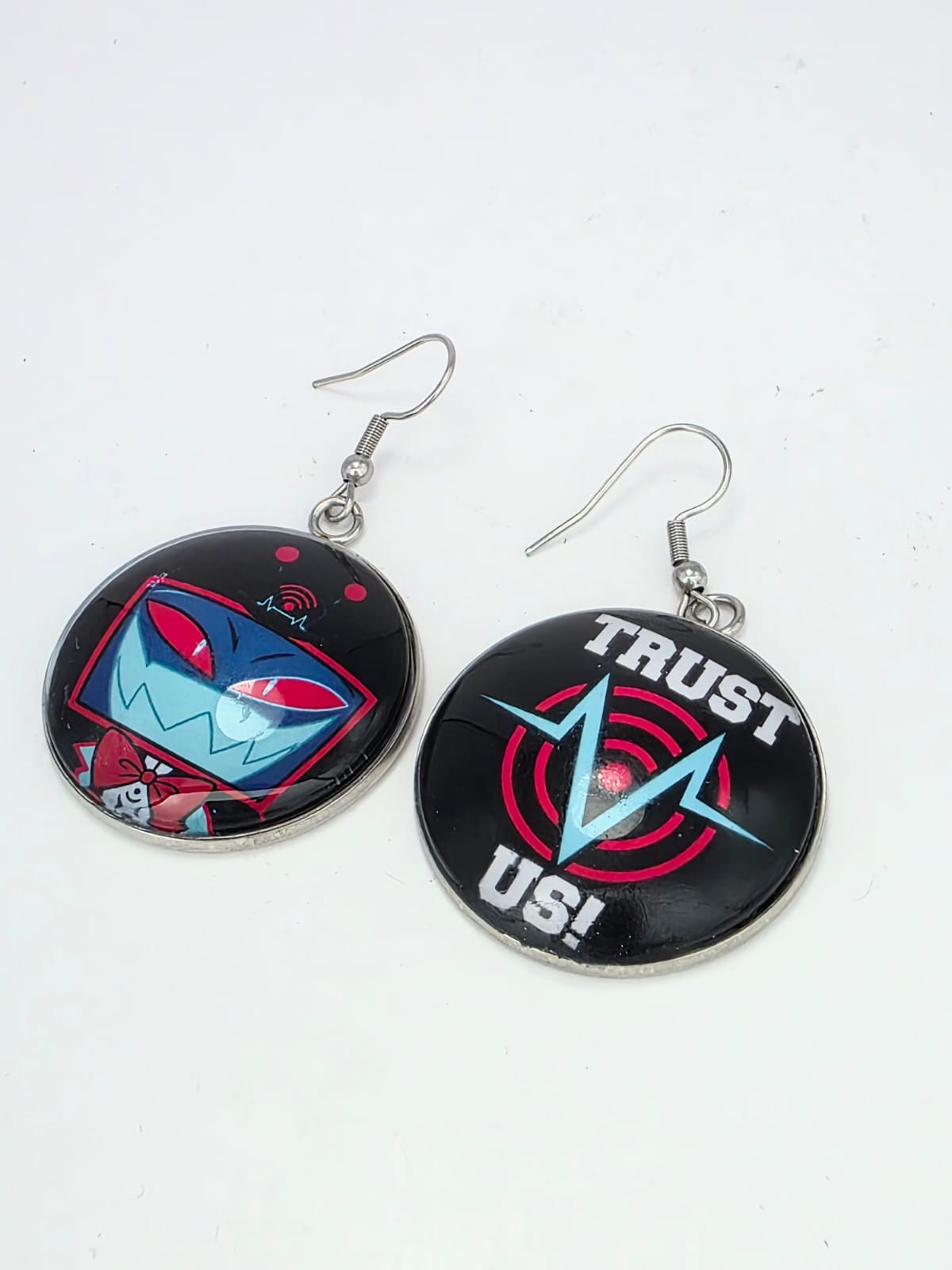 Hazbin Hotel Inspired Vox & Trust Us Dangle Stainless Steel Fish Hook Earrings