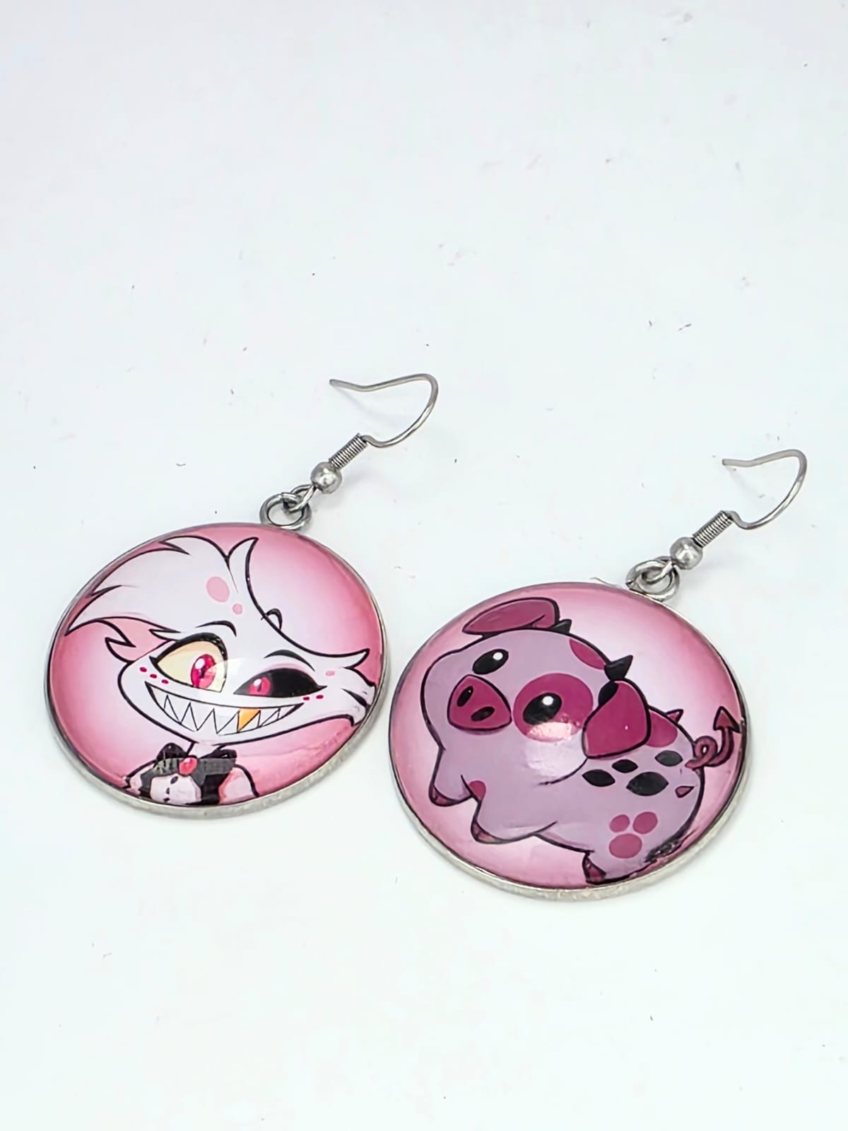 Hazbin Hotel Inspired Angel Dust & Fat Nuggets Dangle Stainless Steel Earrings