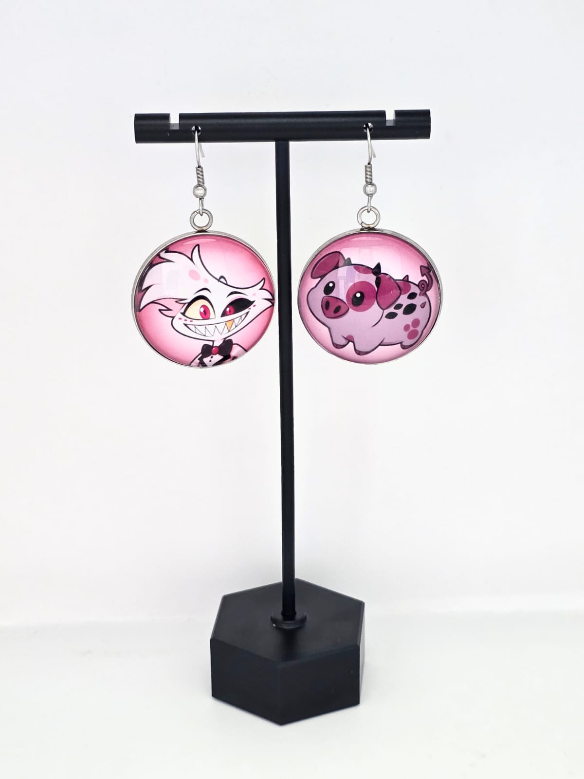 Hazbin Hotel Inspired Angel Dust & Fat Nuggets Dangle Stainless Steel Earrings