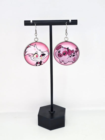 Hazbin Hotel Inspired Angel Dust & Fat Nuggets Dangle Stainless Steel Earrings