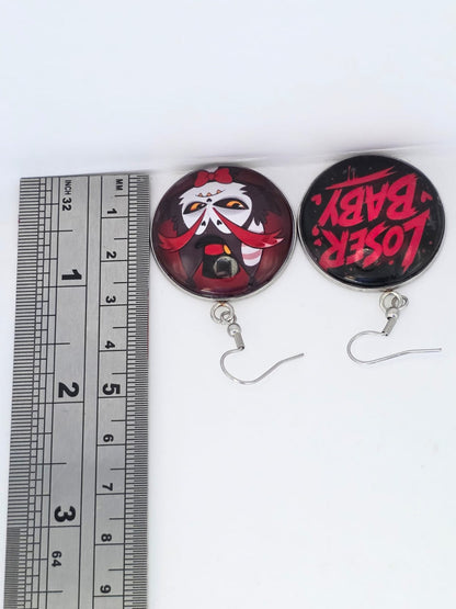 Hazbin Hotel Inspired Husk & Loser Baby Dangle Stainless Steel Earrings