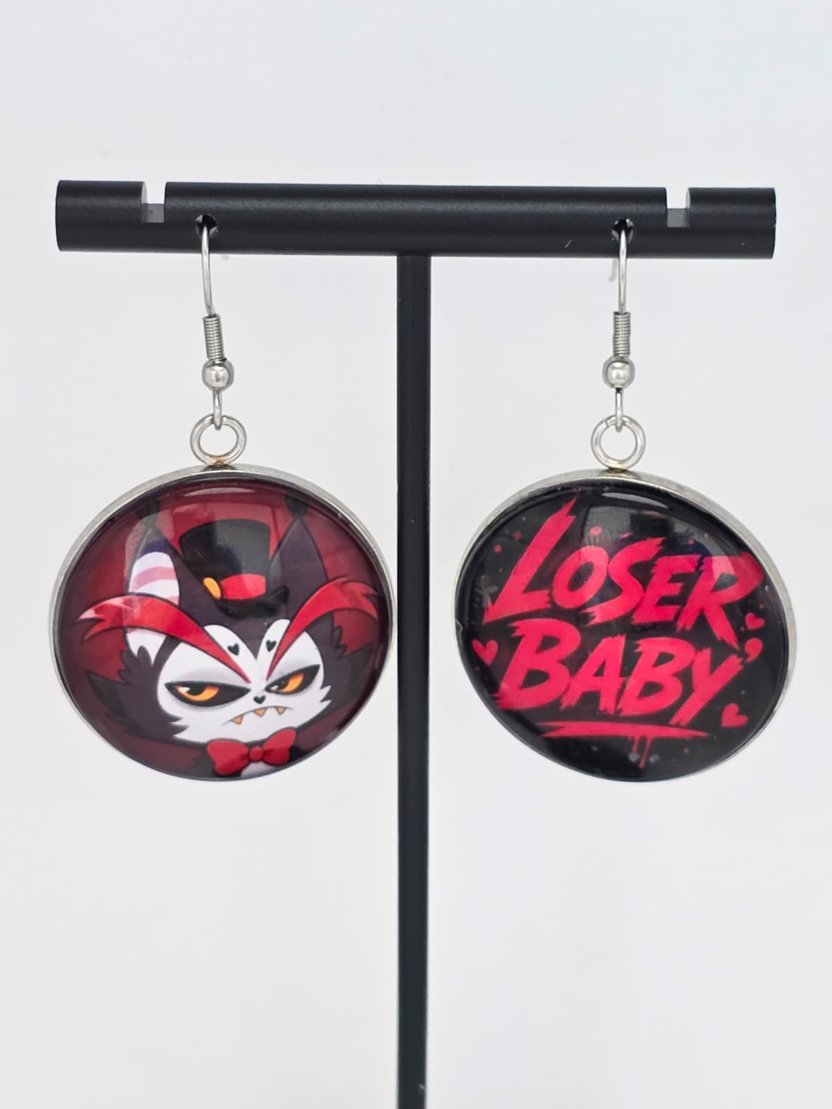 Hazbin Hotel Inspired Husk & Loser Baby Dangle Stainless Steel Earrings