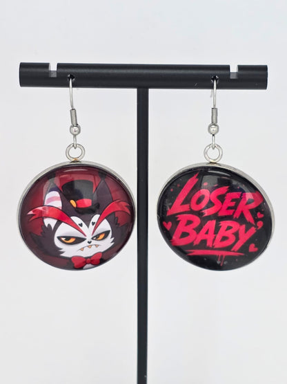 Hazbin Hotel Inspired Husk & Loser Baby Dangle Stainless Steel Earrings