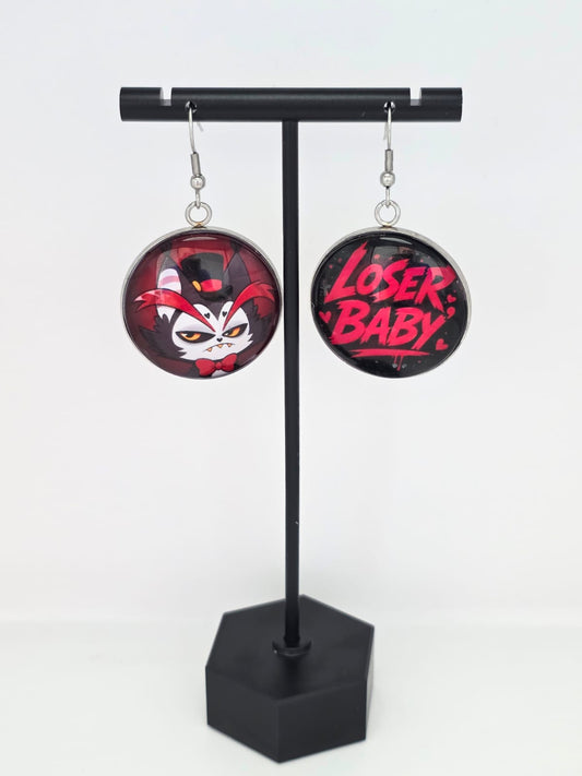 Hazbin Hotel Inspired Husk & Loser Baby Dangle Stainless Steel Earrings