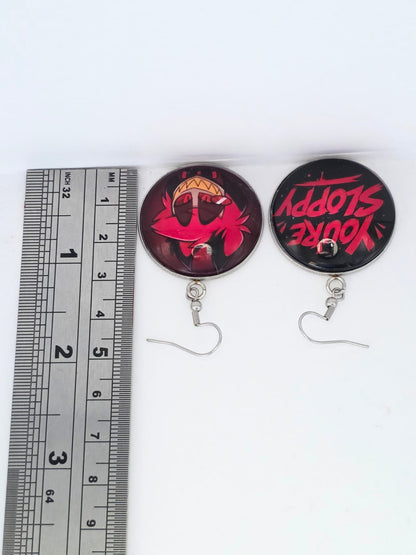 Hazbin Hotel Inspired Alastor & You're Sloppy Dangle Fish Hook Earrings