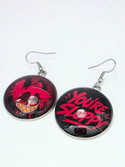 Hazbin Hotel Inspired Alastor & You're Sloppy Dangle Fish Hook Earrings