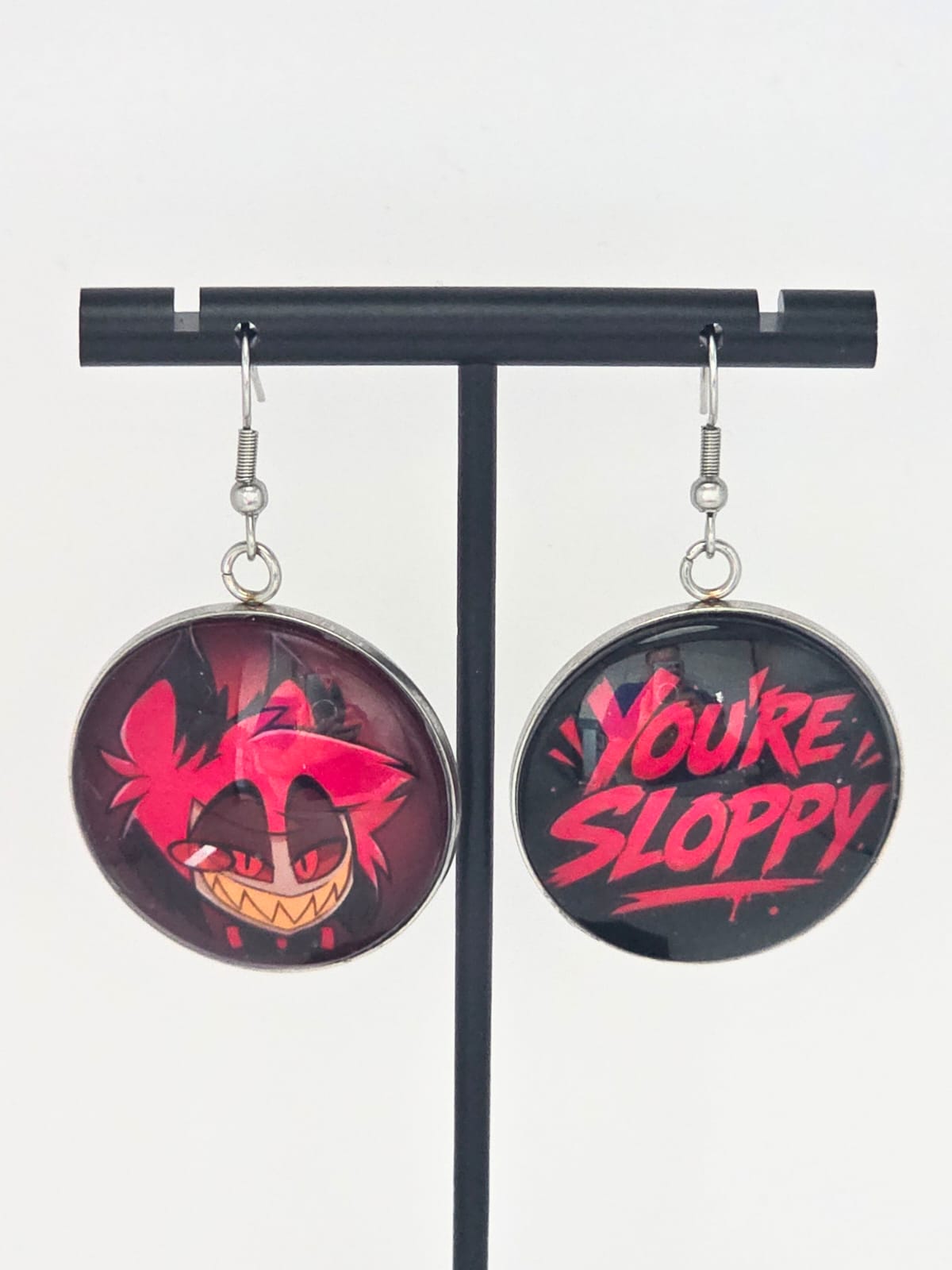 Hazbin Hotel Inspired Alastor & You're Sloppy Dangle Fish Hook Earrings