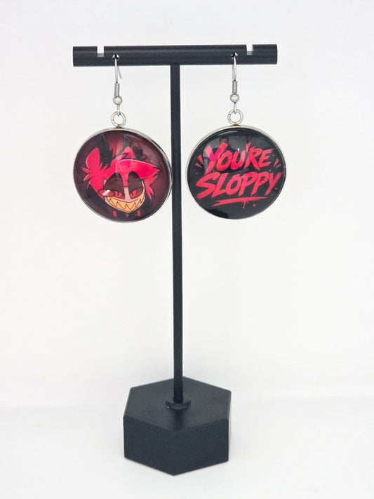Hazbin Hotel Inspired Alastor & You're Sloppy Dangle Fish Hook Earrings