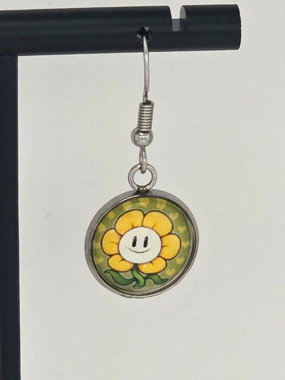 Undertale Inspired Flowey & Evil Flowey Dangle Earrings