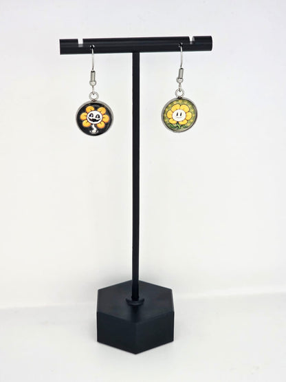 Undertale Inspired Flowey & Evil Flowey Dangle Earrings