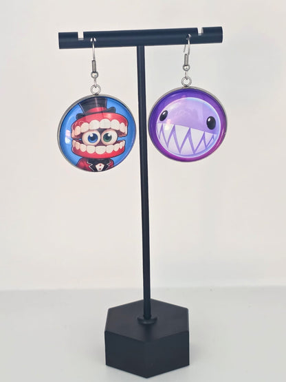 The Amazing Digital Circus Inspired Caine & Bubble Dangle Earrings