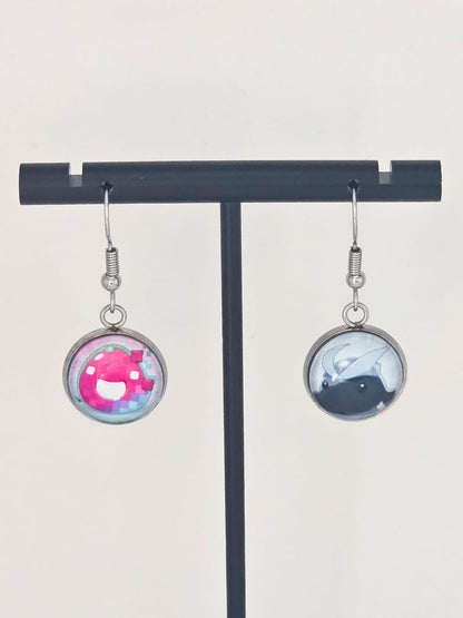 Slime Rancher Inspired Quicksilver Slime & Glitch Slime Dangle Earrings