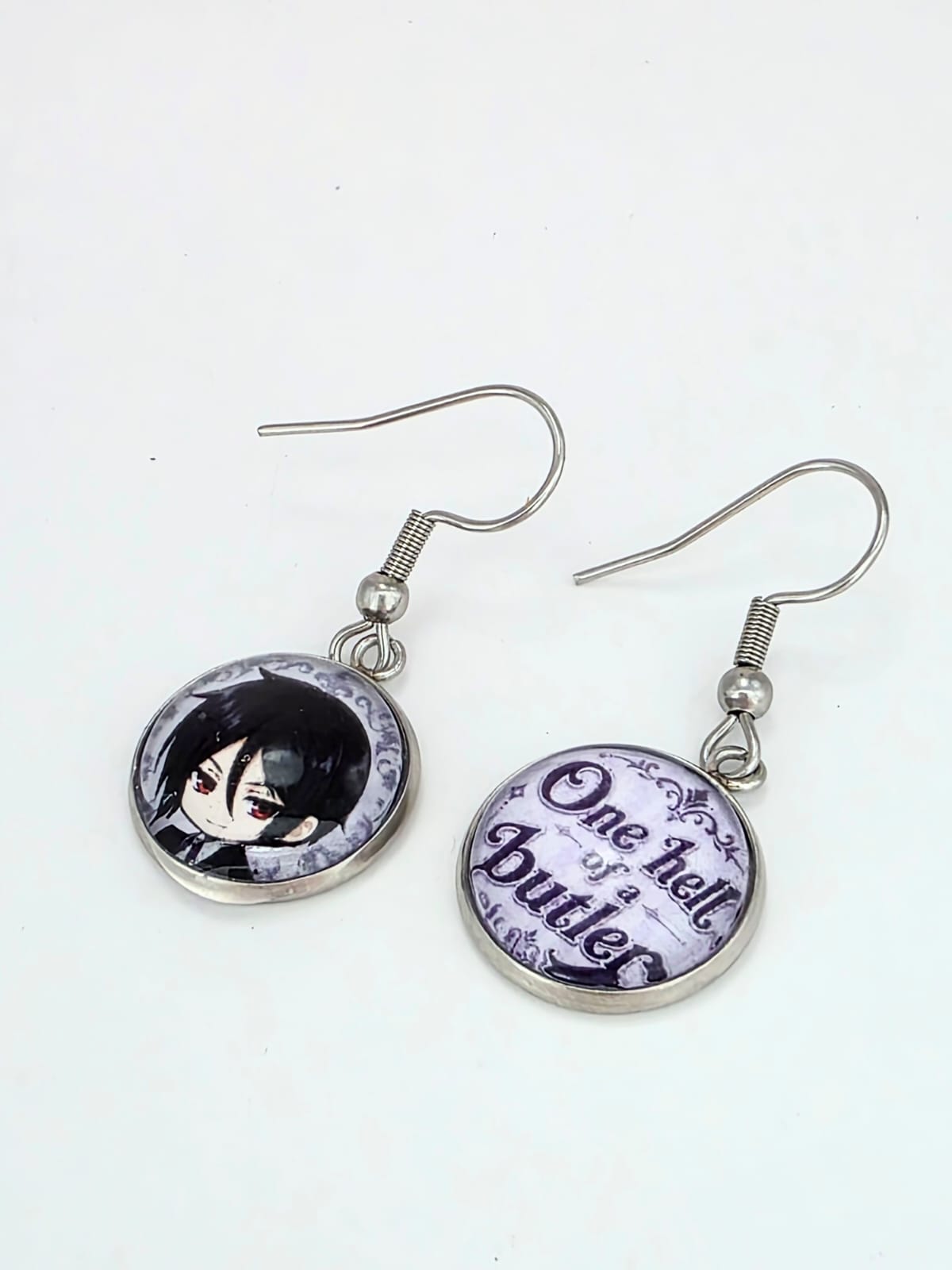 Black Butler (Kuroshitsuji) Inspired Sebastian & One Hell of a Butler Dangle Earrings