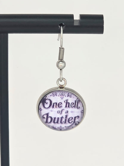 Black Butler (Kuroshitsuji) Inspired Sebastian & One Hell of a Butler Dangle Earrings