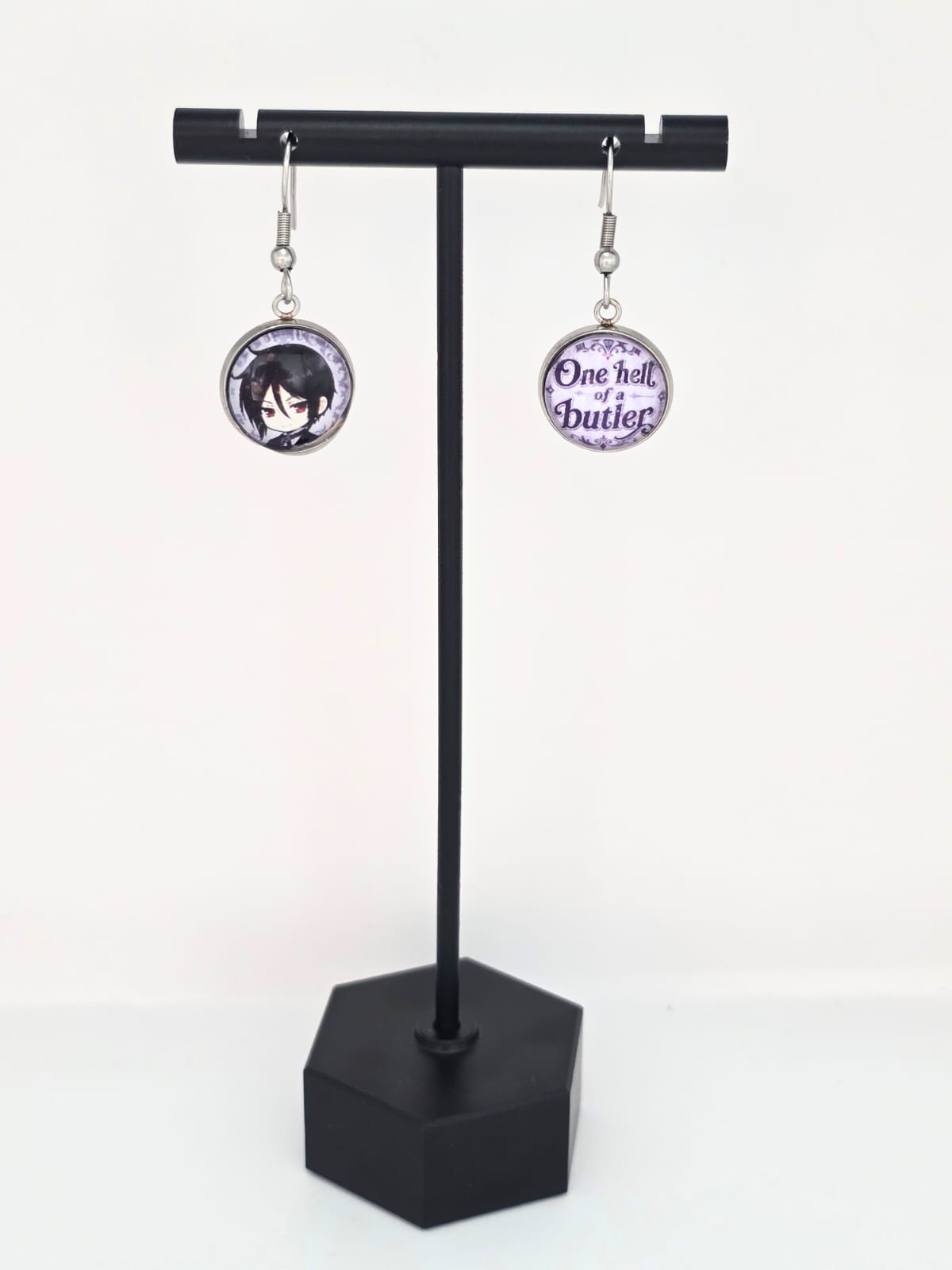 Black Butler (Kuroshitsuji) Inspired Sebastian & One Hell of a Butler Dangle Earrings
