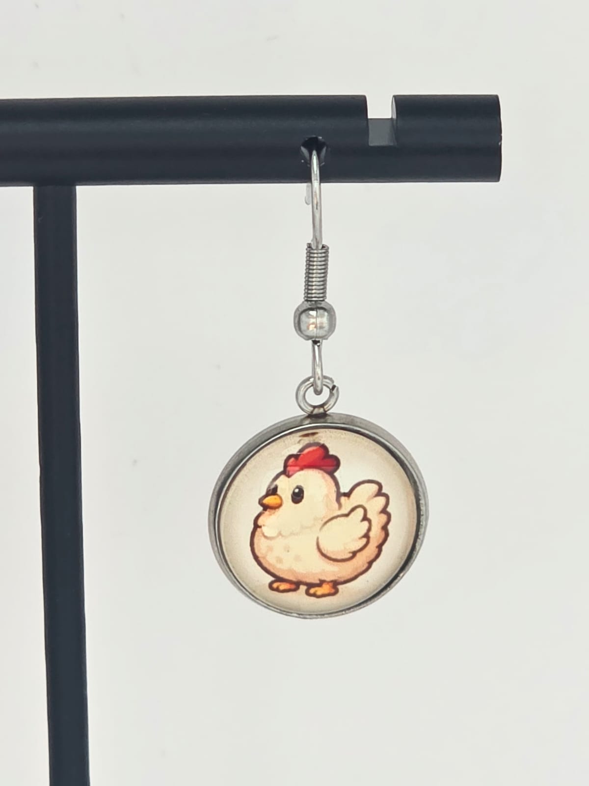 Stardew Valley Inspired Blue & White Chicken Dangle Fish Hook Earrings