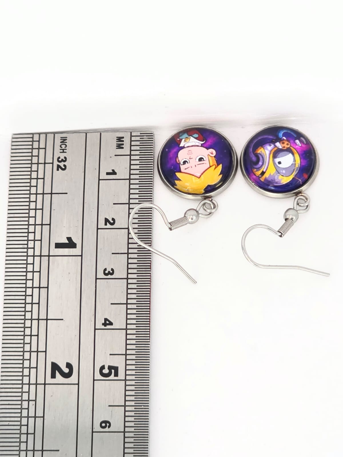 Final Space Inspired Gary & KVN Dangle Stainless Steel Fish Hook Earrings