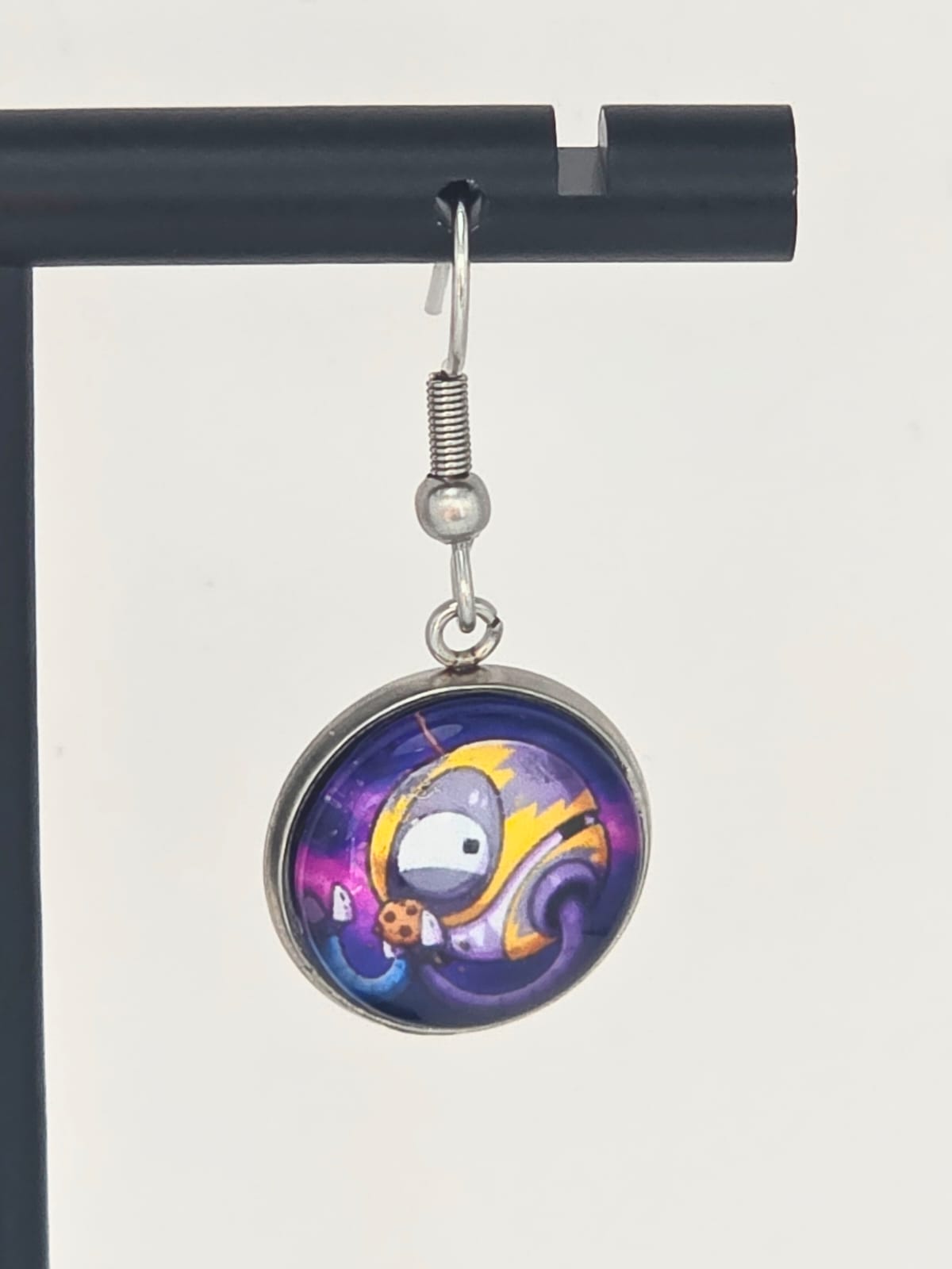Final Space Inspired Gary & KVN Dangle Stainless Steel Fish Hook Earrings