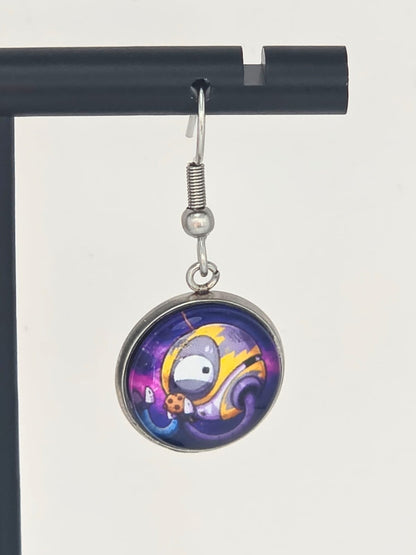 Final Space Inspired Gary & KVN Dangle Stainless Steel Fish Hook Earrings