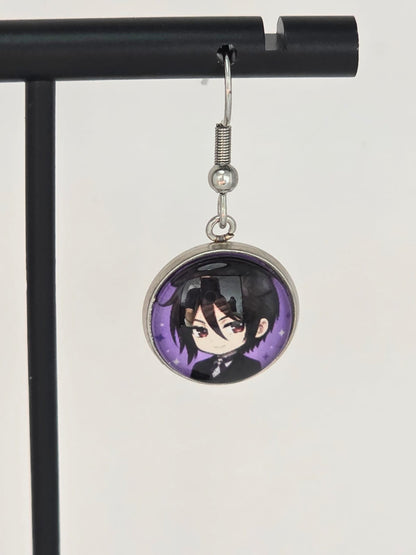 Black Butler (Kuroshitsuji) Inspired Ciel & Sebastian Dangle Fish Hook Earrings