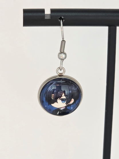 Black Butler (Kuroshitsuji) Inspired Ciel & Sebastian Dangle Fish Hook Earrings