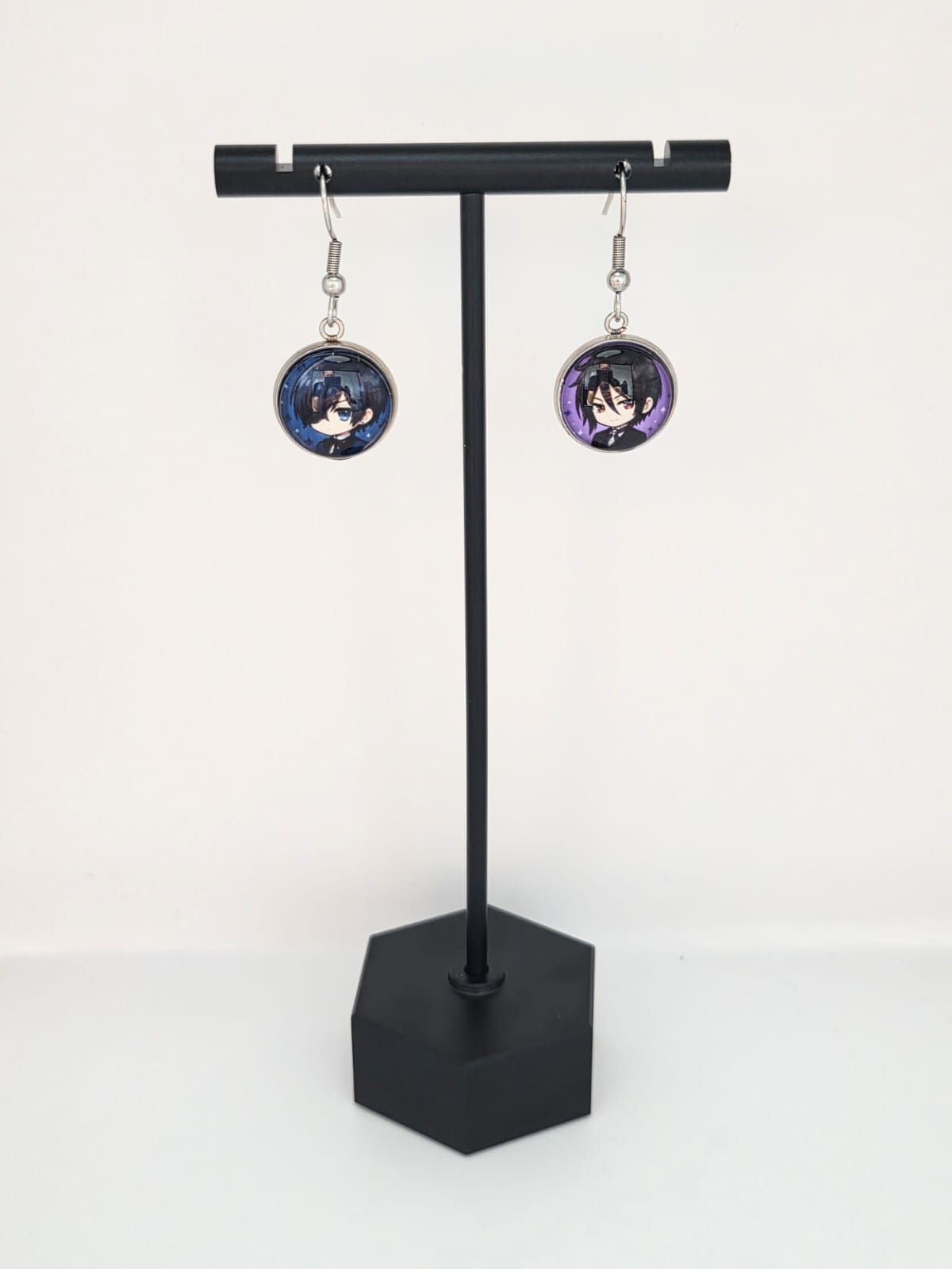 Black Butler (Kuroshitsuji) Inspired Ciel & Sebastian Dangle Fish Hook Earrings