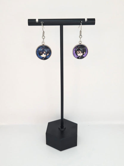 Black Butler (Kuroshitsuji) Inspired Ciel & Sebastian Dangle Fish Hook Earrings